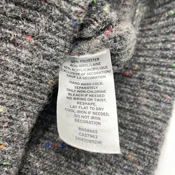 NWOT SOMETHING NAVY Grey Jewel Deco Cable Sweater Womens Siz L Knit Top Crew - Picture 5 of 7